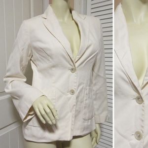 Banana Republic Womens Blazer Jacket 6 Silk Wool Cream Off-White Preppy Academia